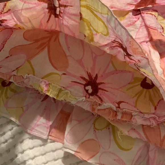 Revolve x Sundress Dress Lolita Ruffle Tiered Mini in Riviera Linen Pink Floral - Picture 10 of 12